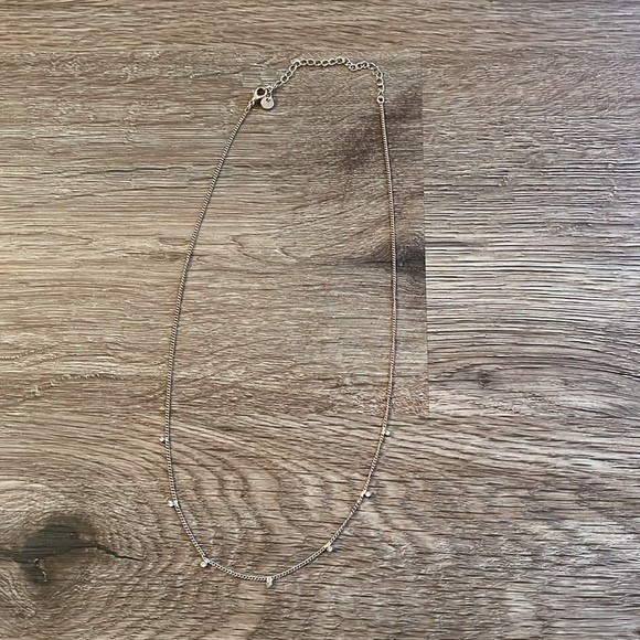 Rose Gold Toned Rhinestone Station Necklace - Picture 4 of 4